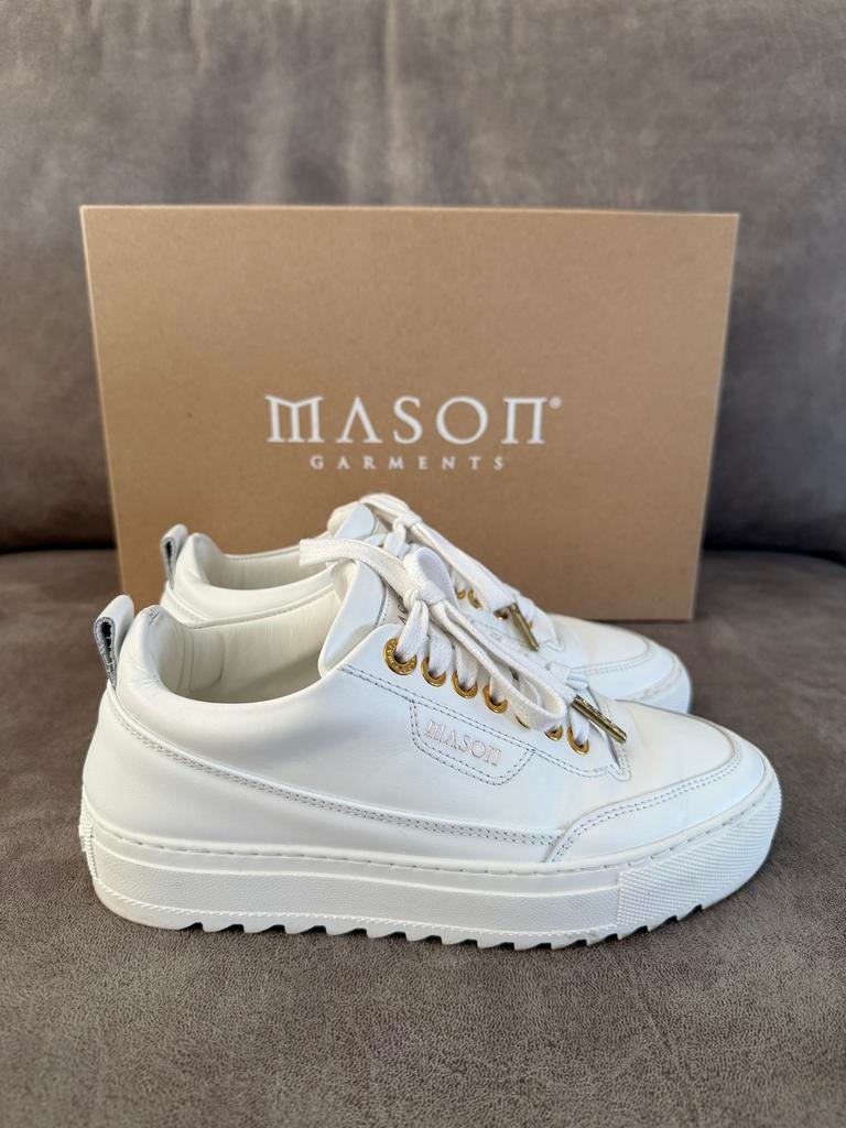Lederen Mason Garments Sneakers - Wit met Gouden Details, Kleding | Dames, Wit, Ophalen of Verzenden, Sneakers of Gympen, Zo goed als nieuw