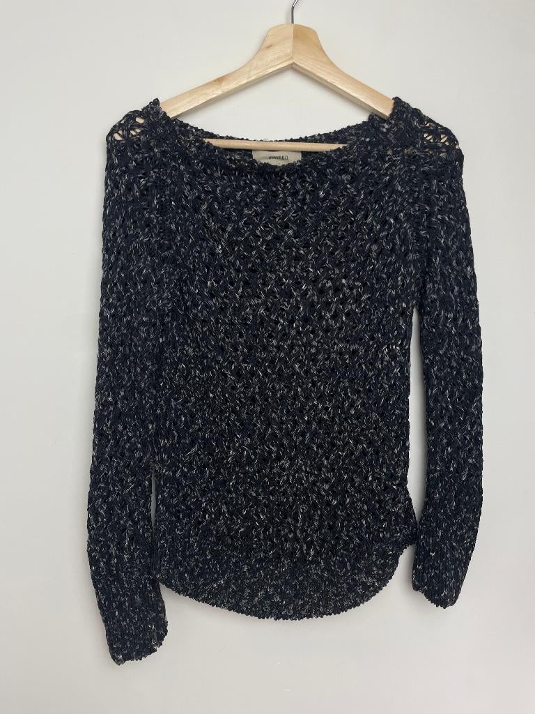 Humanoid grofgebreide trui opengewerkt zwart wit gemeleerd S, Kleding | Dames, Truien en Vesten, Customercare@humanoid.nl, HUMANOID Collective B.V.