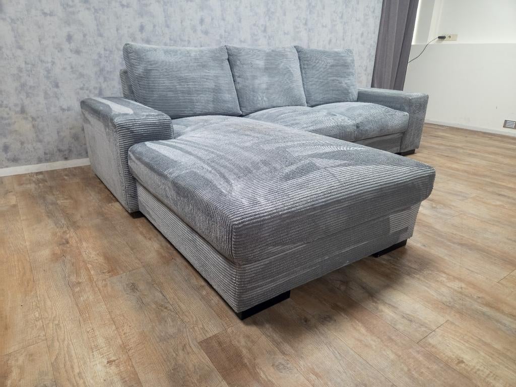 ZGAN Grijze RIBSTOF hoekbank, Info@banxtel.nl, 3194DC, Ribstof Hoekbank, Hoekbank