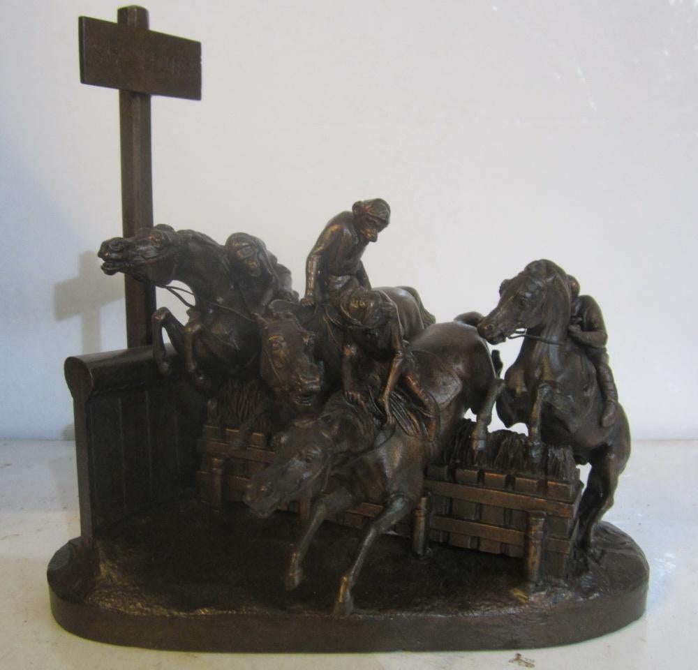 Antiek beeld Monkey Steeplechase apen paardenrace1846, Verzenden