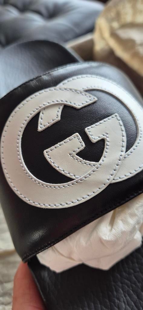 Gucci Slippers Zwart/Wit Maat 39/40, Slippers, Zwart, Nieuw, Ophalen of Verzenden