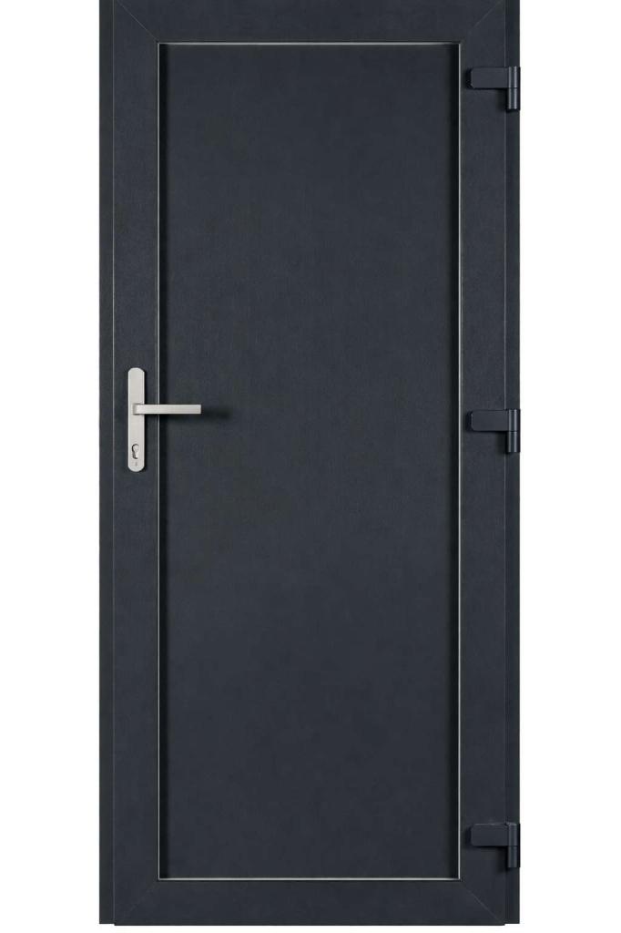 Kunststof deur Vol Paneel Antraciet Klink Links, Niet ingevuld, Kunststof, Deurkozijn, Niet ingevuld