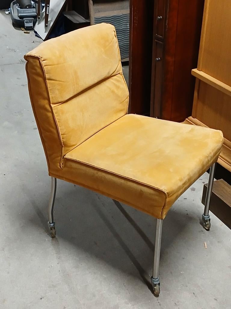 Vintage suède stoelen op wieltjes - diverse kleuren, Antiek en Kunst, Ophalen of Verzenden