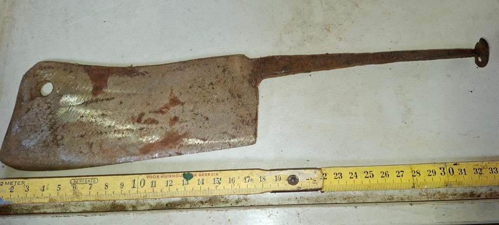 Antieke Vleesbijl / Hakmes -heep Rustiek Decoratie Stuk, Ophalen