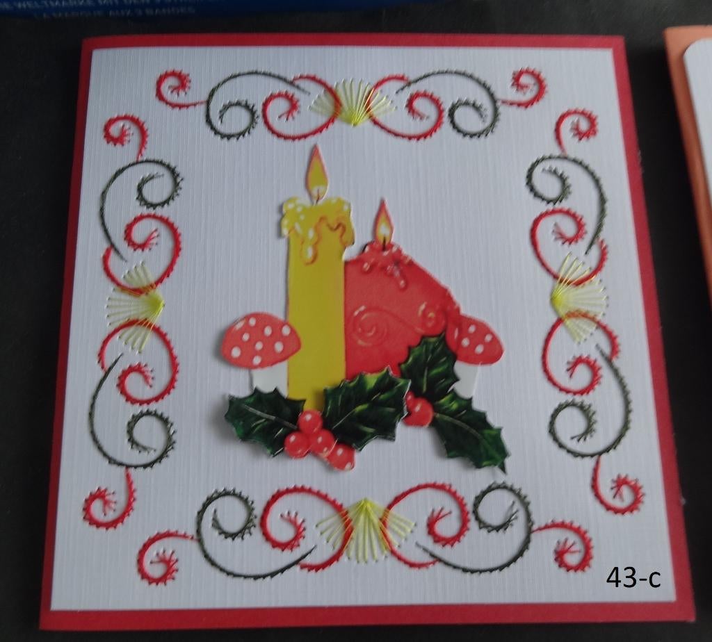 geborduurde kaarten kerst 3, Hobby en Vrije tijd, Kaarten | Zelfgemaakt, Ophalen of Verzenden, Nieuw, Kerst