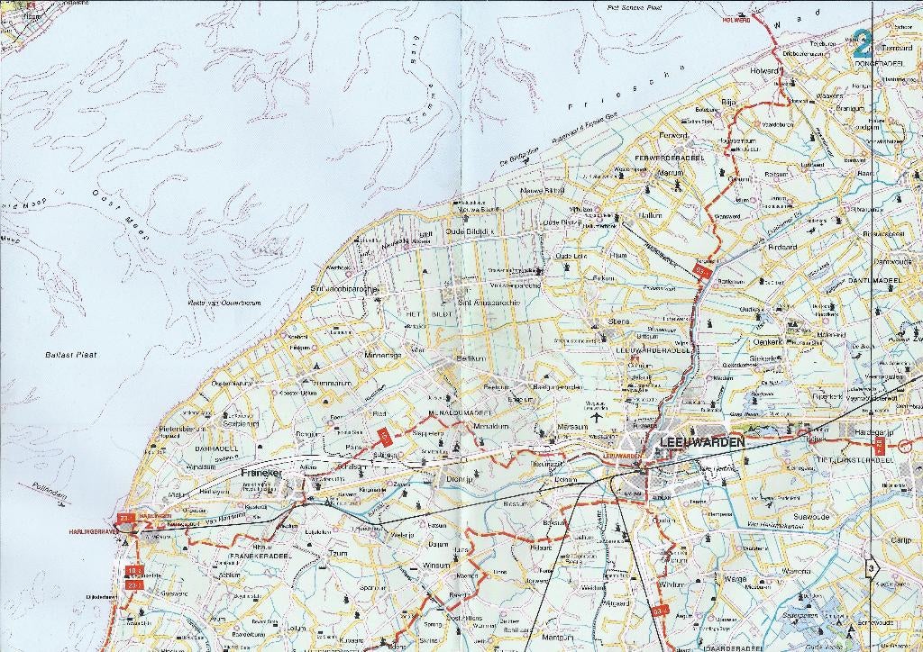 Pl01 plattegrond omgeving sneek - leeuwarden, 2000 tot heden, Ophalen of Verzenden, Nederland, Landkaart