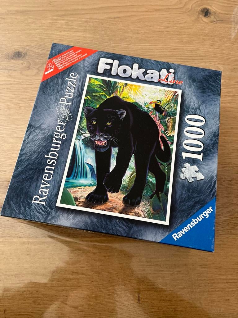 Ravensburger Flokati Fluweel Puzzel Zwarte Panter 1000, Ophalen, 500 t/m 1500 stukjes, Zo goed als nieuw, Legpuzzel