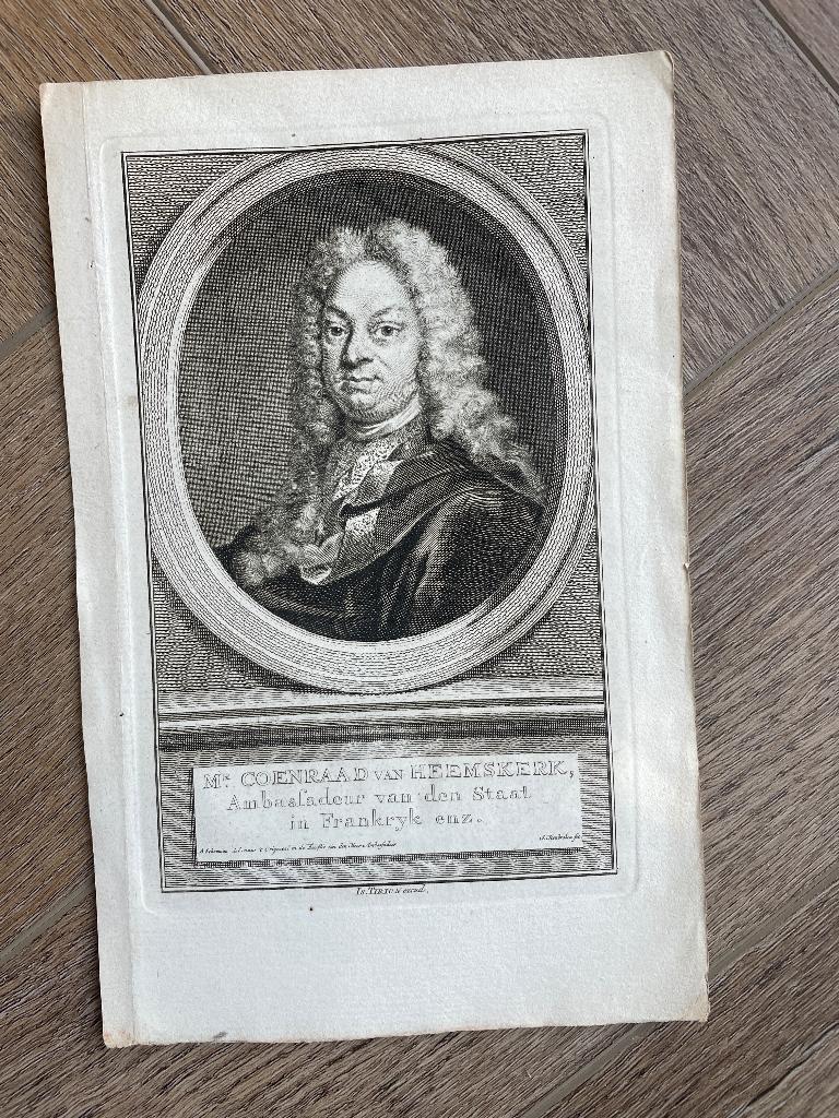 1750 Mr Coenraad van Heemskerk (tirion) P0698, Antiek en Kunst, Ophalen of Verzenden, Ets, 1700 - 1799