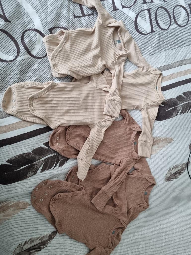 Set Hema Bamboo Rompers 50/56 lange mauw, Ophalen of Verzenden, Jongetje of Meisje, Nacht- of Onderkleding