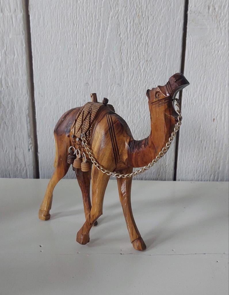 Vintage houtsnijwerk kameel olijfhout, Ophalen of Verzenden, Nieuw, Beeldje of Figuurtje