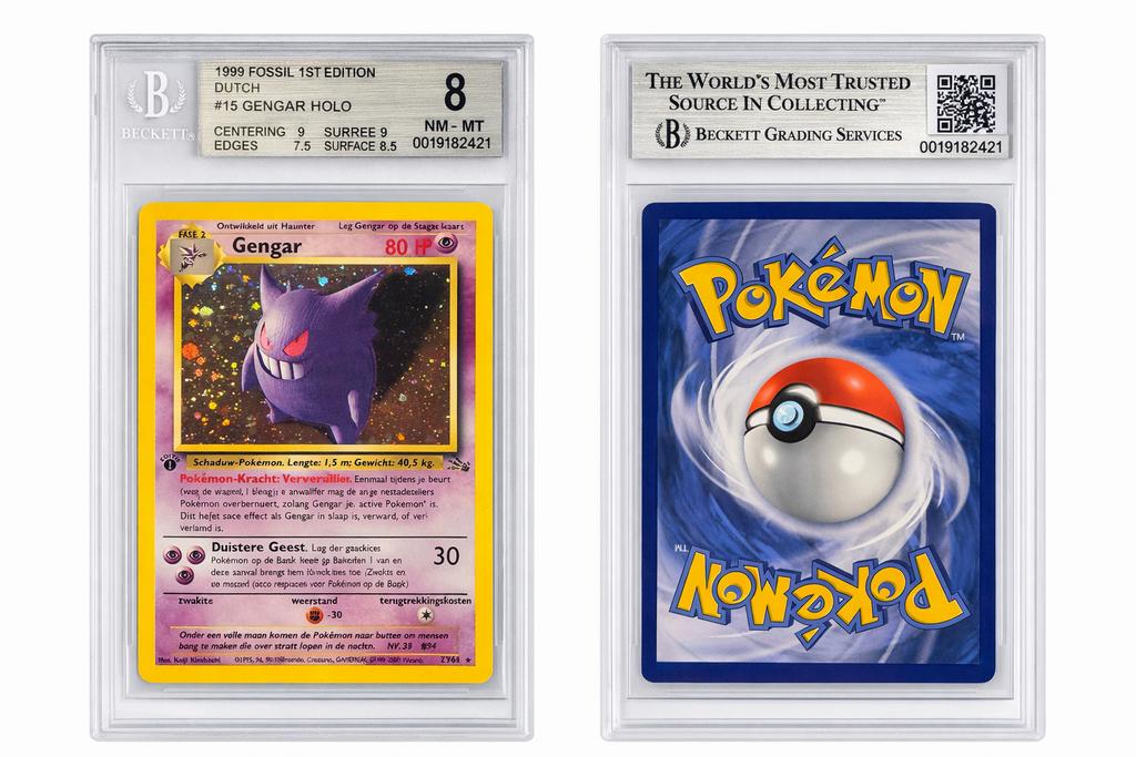 Gengar Holo 1999 Fossil 1st Edition BGS 8 NM-MT Pokémon Kaar, Ophalen of Verzenden, Zo goed als nieuw, Losse kaart, Foil