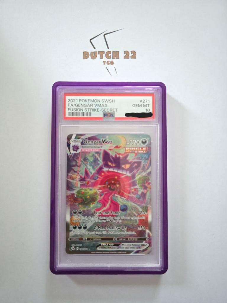 Gengar Vmax Fusion Strike PSA10 #271 Pokemon, Ophalen of Verzenden, Zo goed als nieuw, Losse kaart, Foil