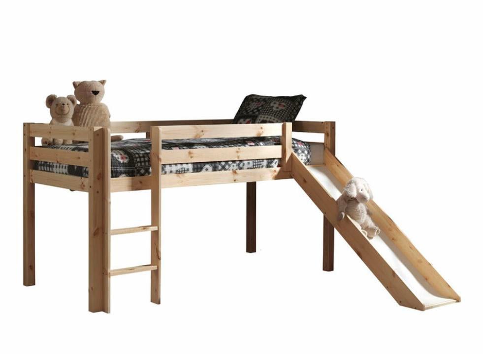 Geweldig massief houten kinderbed met glijbaan, half hoog, Ophalen, Gebruikt, Hoogslaper