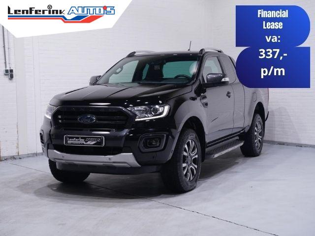 Ford Ranger 2.0 Wildtrak 213 pk Aut. Grijs Kenteken 2p, 1e E, Auto's, Ford, Metallic lak, 4 cilinders, Leder en Stof, Zwart