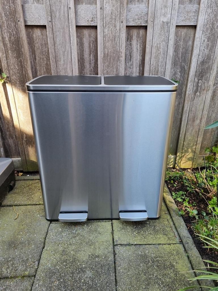 Pedaalemmer RVS met 2x30 liter uitneembare emmers, Ophalen, Met pedaal, Zo goed als nieuw, Rvs