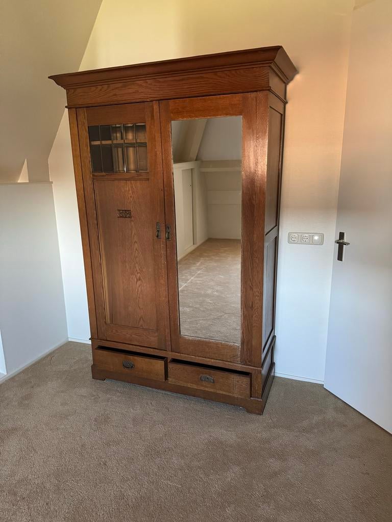 Antieke legkast met spiegel en lades - Zeer goede staat, Ophalen