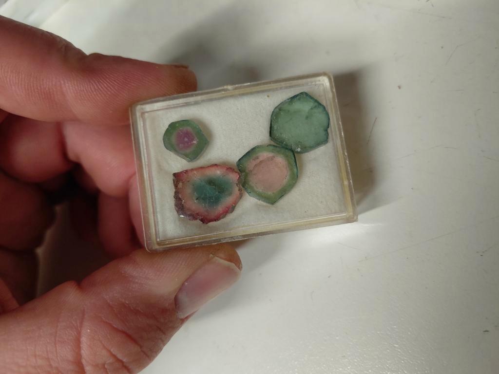 Lot met toermalijn schijfjes, Ophalen of Verzenden, Zo goed als nieuw