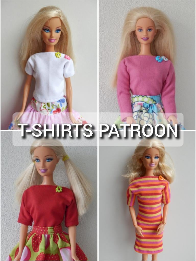Naaipatroon barbiekleertjes - t-shirts + stofjes, Ophalen, Nieuw, Barbie
