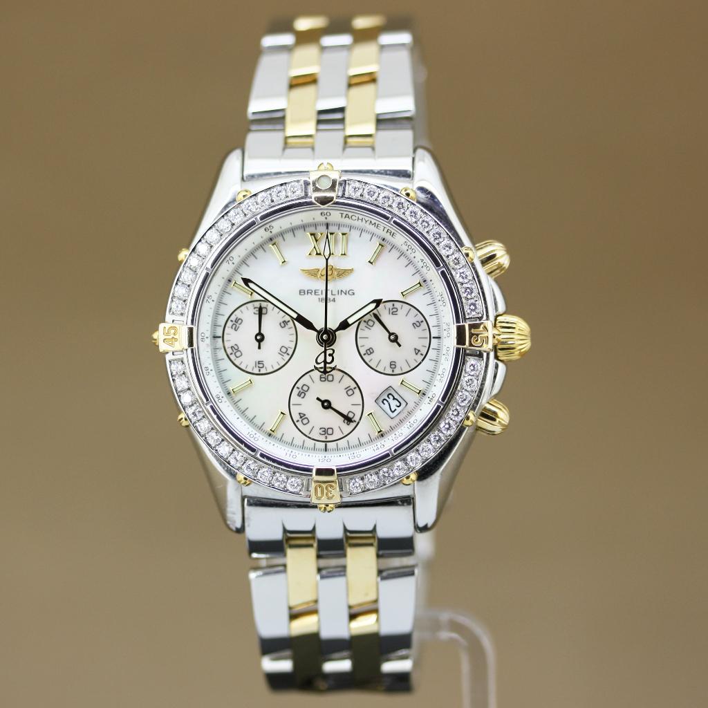 Breitling Chrono Jetstream B55348 Goud-Staal Diamant, Staal, Gebruikt, Breitling, Polshorloge