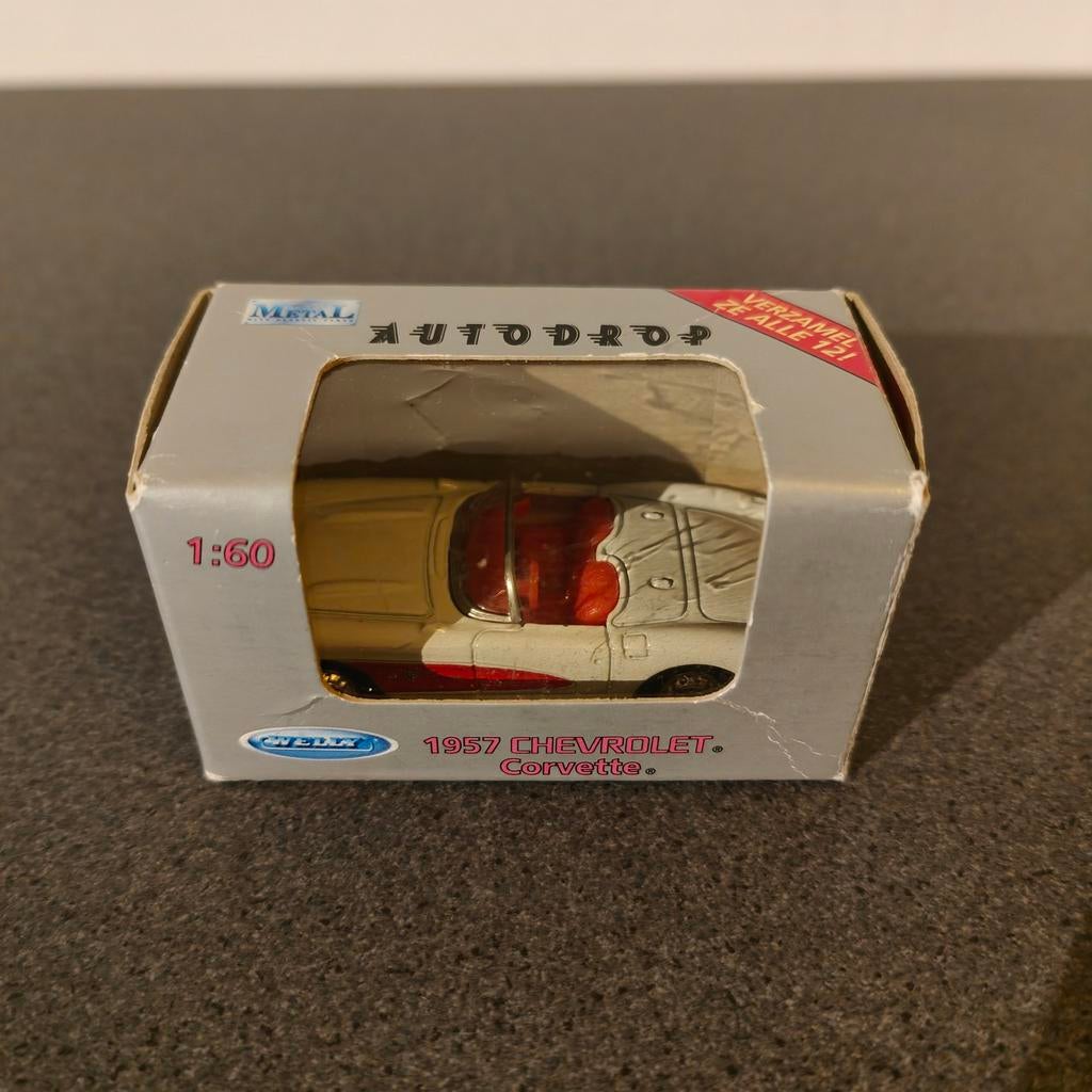Autodrop 1957 Chevrolet Corvette schaalmodel 1:60, Ophalen of Verzenden, Zo goed als nieuw, Auto