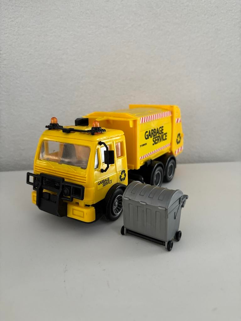 Speelgoed Vuilniswagen met Vuilnisbak - Geel, Ophalen of Verzenden, Zo goed als nieuw