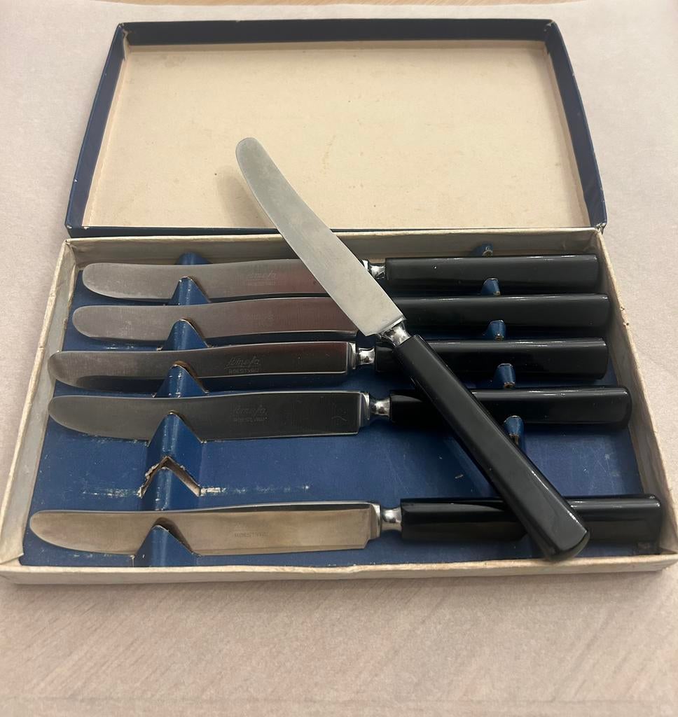 Zwart Bakeliet Catalin Messen Set, Antiek en Kunst, Antiek | Bestek, Ophalen of Verzenden