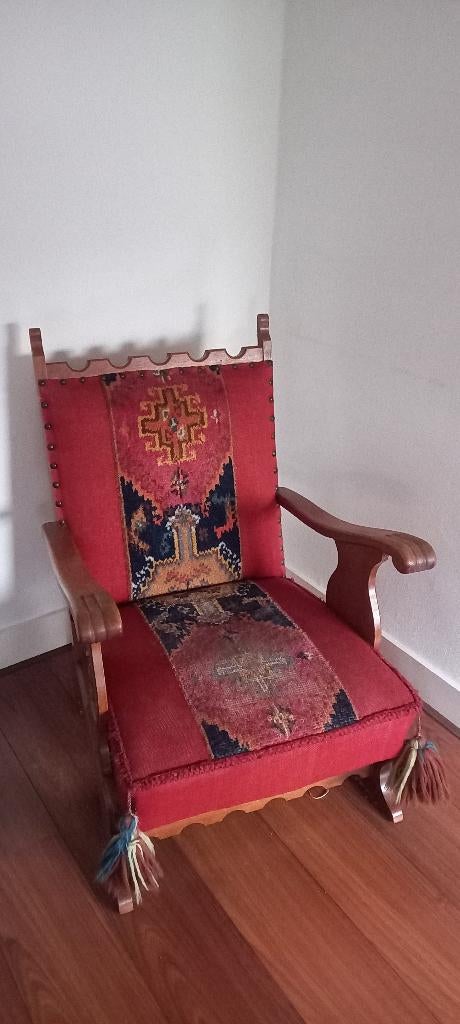 Fauteuil met wollen kelim stof, Ophalen, Gebruikt, 100 tot 125 cm, Jaren 60, vintage