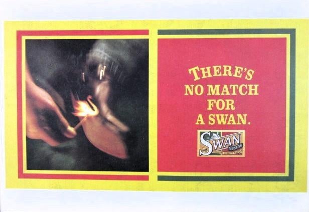 Vintage advertentie reclame Swan lucifers 1993 lucifer match, Verzamelen, Merken en Reclamevoorwerpen, Ophalen of Verzenden, Gebruikt