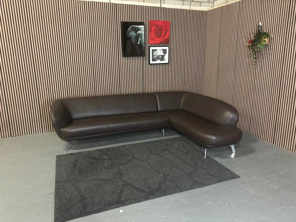 GRATIS LEVERING Leolux Flint Hoekbank Leer 300x205 GEREINIGD, Hoekbank, 300 cm of meer, Leer, Ophalen of Verzenden