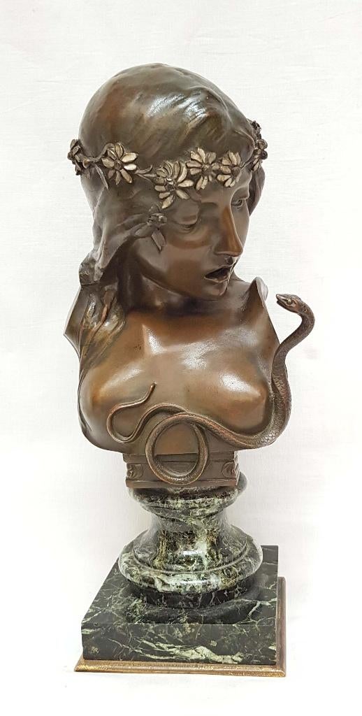 Bronzen Art Nouveau Buste " Cleopatra " - De Rudder., Ophalen of Verzenden