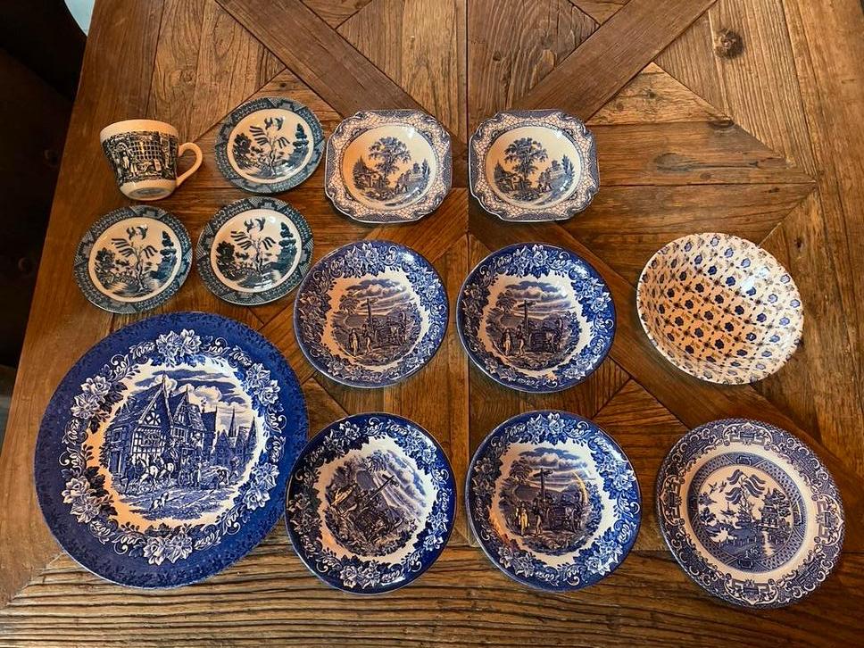 Engels servies - blauw- ironstone - dickens - willow - adams, Antiek en Kunst, Ophalen of Verzenden
