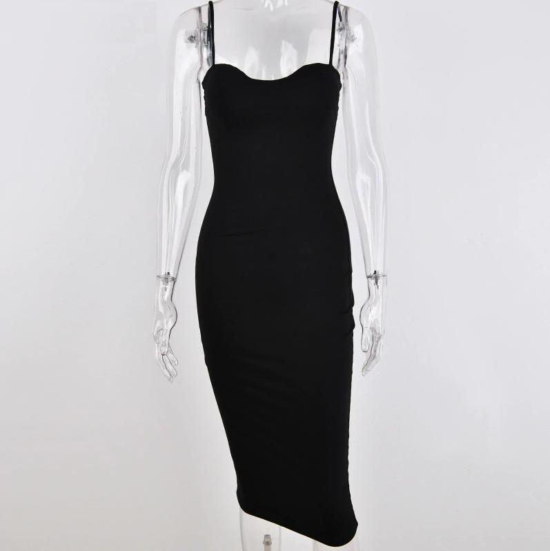 Zwarte strakke jurk zomer bodycon open rug 34 36 38 40 42 44, Maat 38/40 (M), Verzenden, Zwart, Nieuw