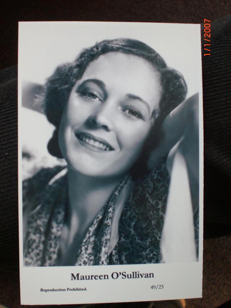 kaart Maureen O'Sullivan 3, Verzamelen, Ophalen of Verzenden, 1980 tot heden, Ongelopen, Sterren en Beroemdheden