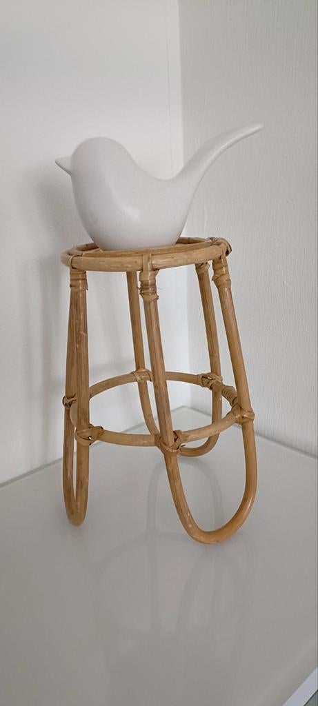 Vintage Rotan Bloempot Standaard - Retro Interieur, Overige materialen, Gebruikt, Minder dan 30 cm, Minder dan 60 cm