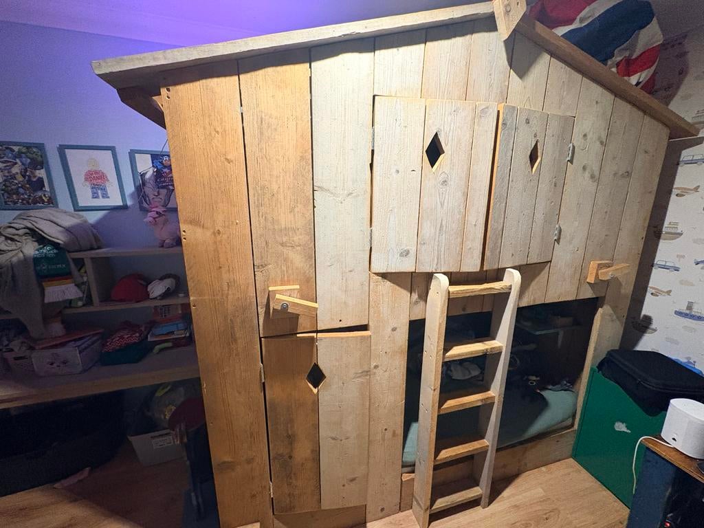 Steigerhouten stapelbed - kinderbed- boomhut - huisbed., Kinderen en Baby's, Kinderkamer | Stapelbedden en Hoogslapers, Ophalen