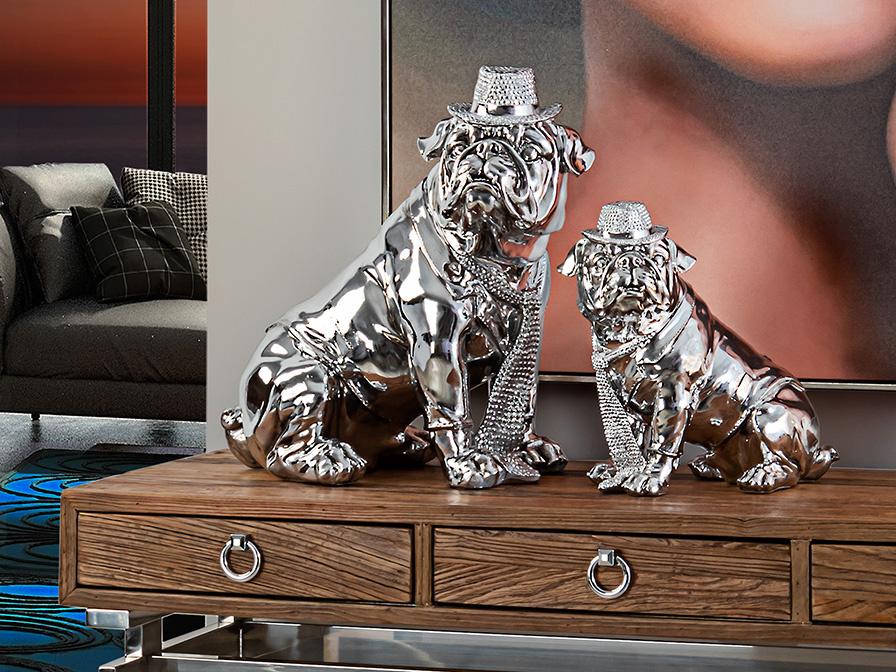 UNIEK Bulldog Hat design object polyresin glossy silver, Kunststof, Ophalen of Verzenden, Zo goed als nieuw, Info@houseofcoco.nl