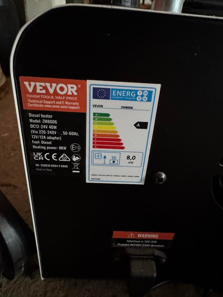 Vevor diesel heater-standkachel 8kw incl omvormer, Doe-het-zelf en Verbouw, Ophalen of Verzenden, 60 tot 150 cm, Kachel, 30 tot 80 cm