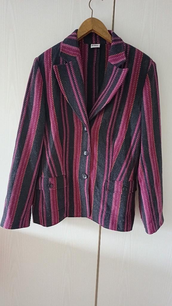 Gestreepte dames blazer van Delmod in maat 44, Ophalen of Verzenden, Jasje, Roze, Gedragen