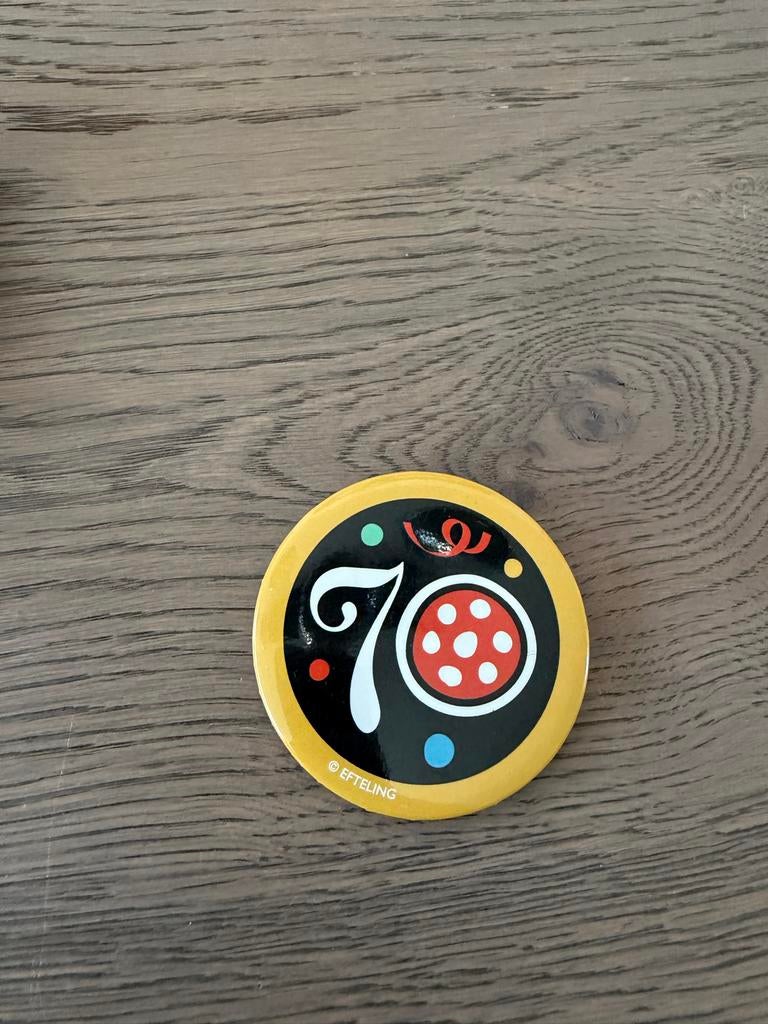 Efteling 70 jaar button, Verzamelen, Efteling, Ophalen of Verzenden, Zo goed als nieuw, Button of Speldje