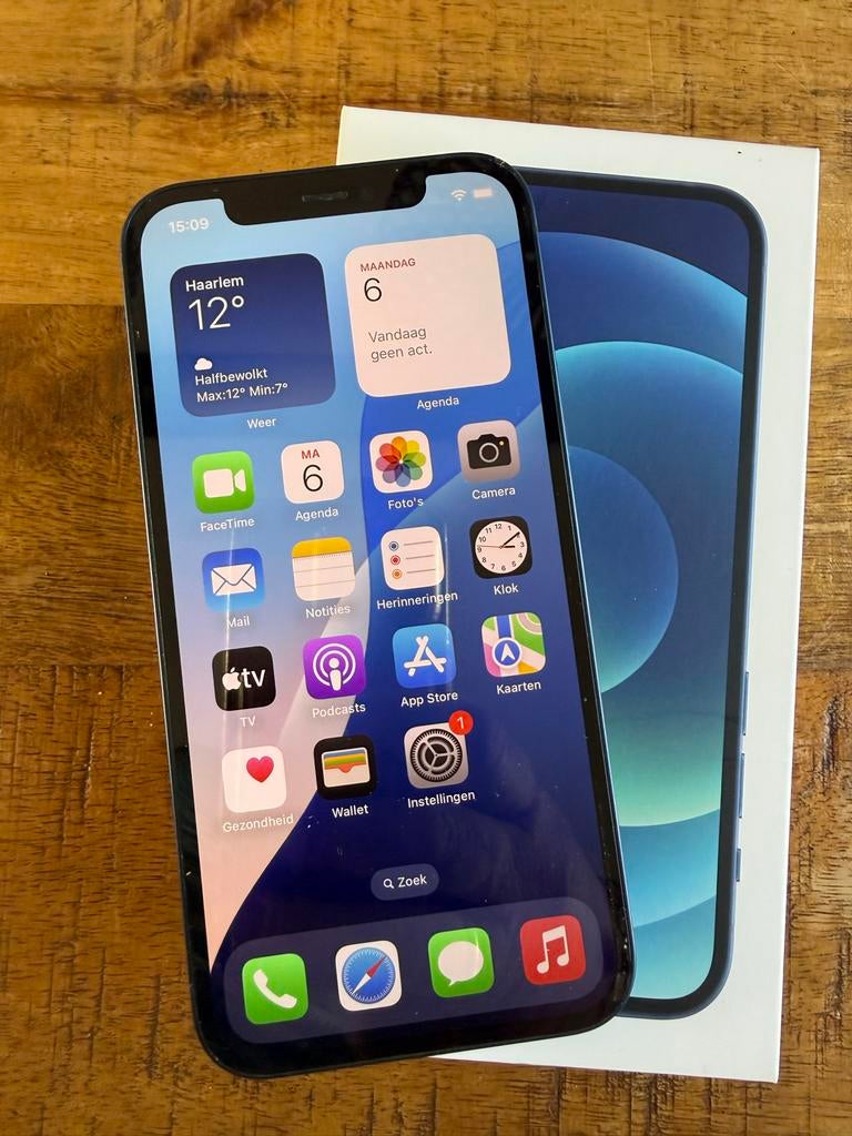 iPhone 12  blauw, Telecommunicatie, Mobiele telefoons | Apple iPhone, 128 GB, Blauw, Ophalen of Verzenden, Zo goed als nieuw