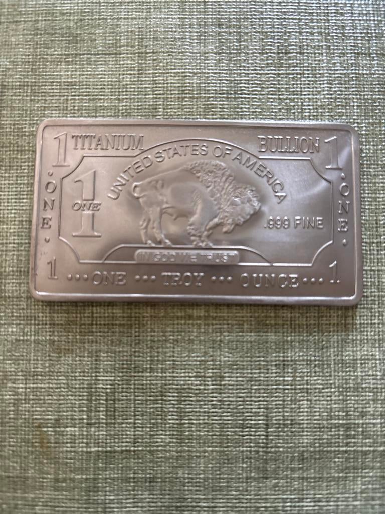 1 Troy Ounce Titanium Bullion Bar, Ophalen of Verzenden