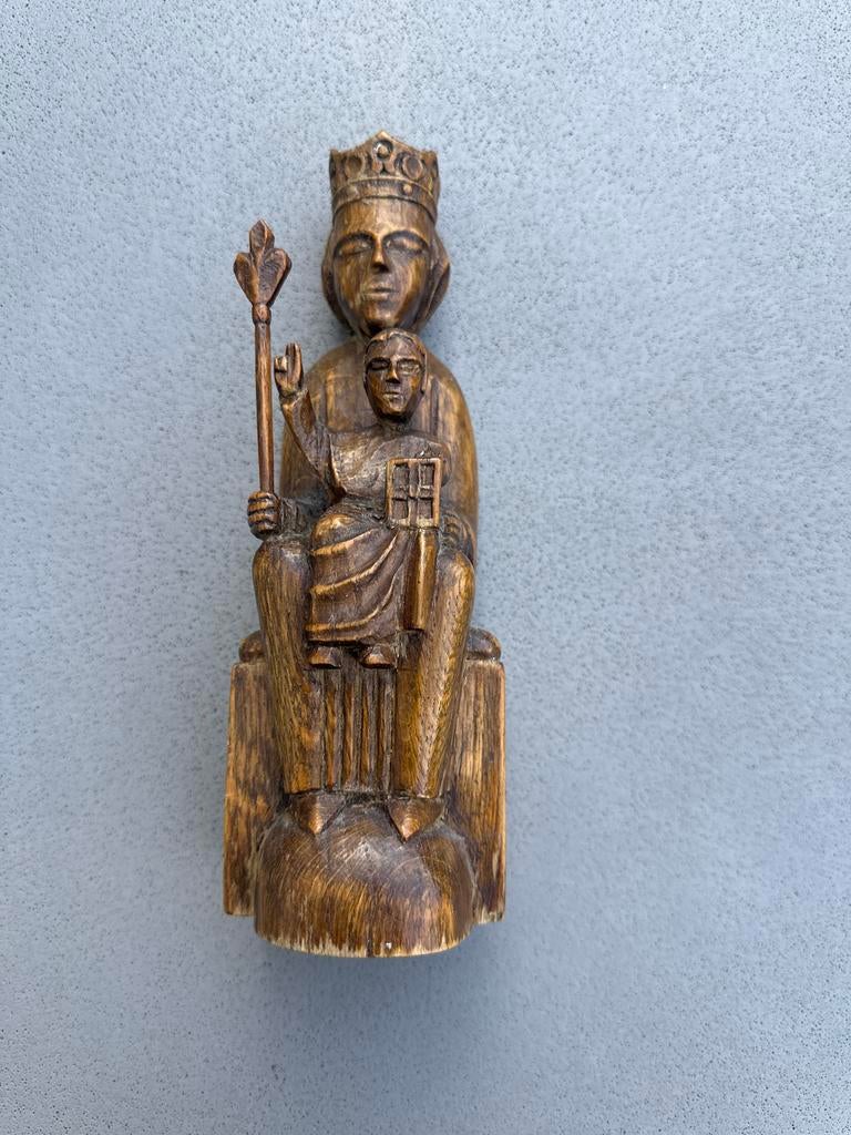 Houten beeld van een koning met kind, Antiek en Kunst, Ophalen, Groep mensen, Minder dan 20 cm, Handgemaakt