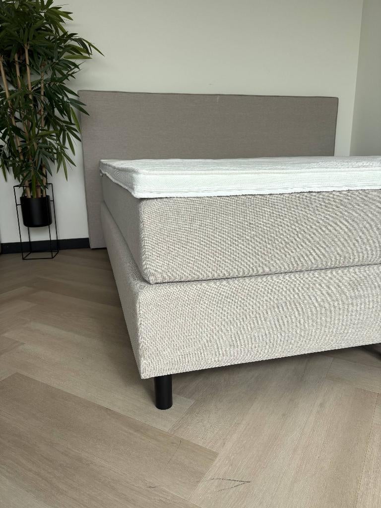 LUXE BOXSPRING 180 x 200 BEIGE | MEEVERENDE BOXEN., Beige, Ophalen of Verzenden, 180 cm, 200 cm