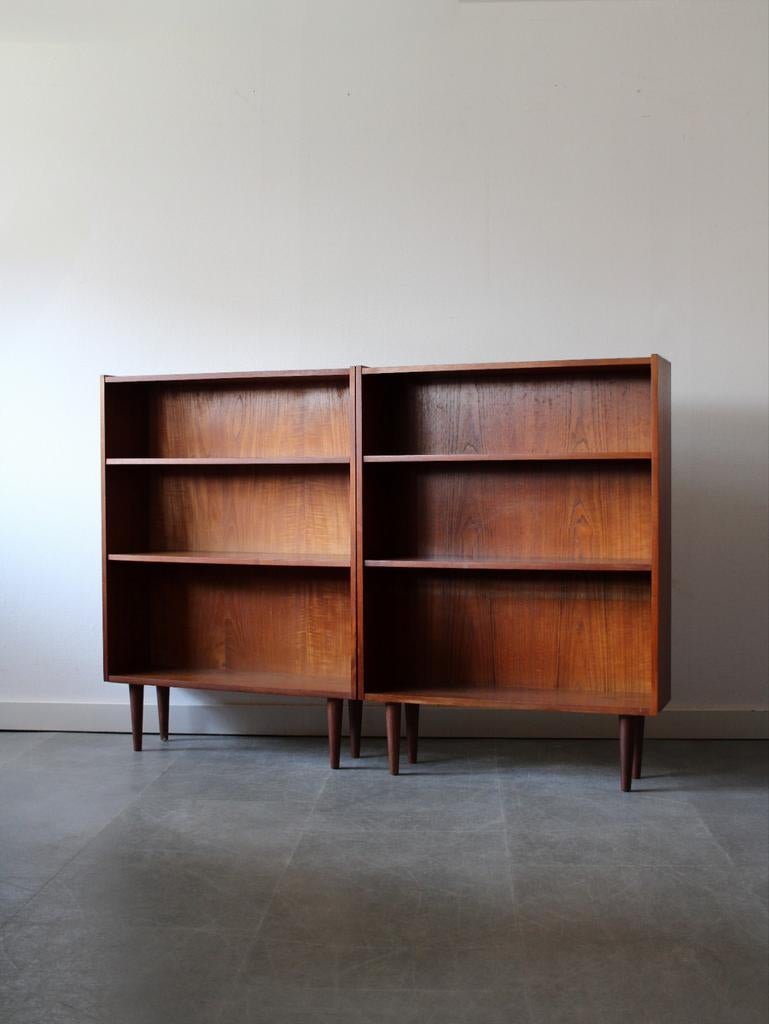 Vintage Deense boekenkasten in teak,  set van 2, Huis en Inrichting, Kasten | Boekenkasten, Ophalen, Met plank(en), Gebruikt, 100 tot 150 cm