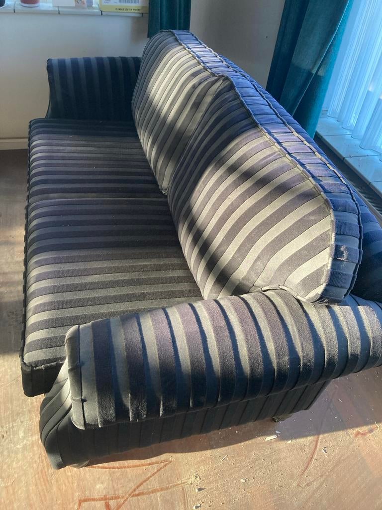 Comfortabele gestreepte tweepersoonsbank, Ophalen, Gebruikt, 150 tot 200 cm, Tweepersoons