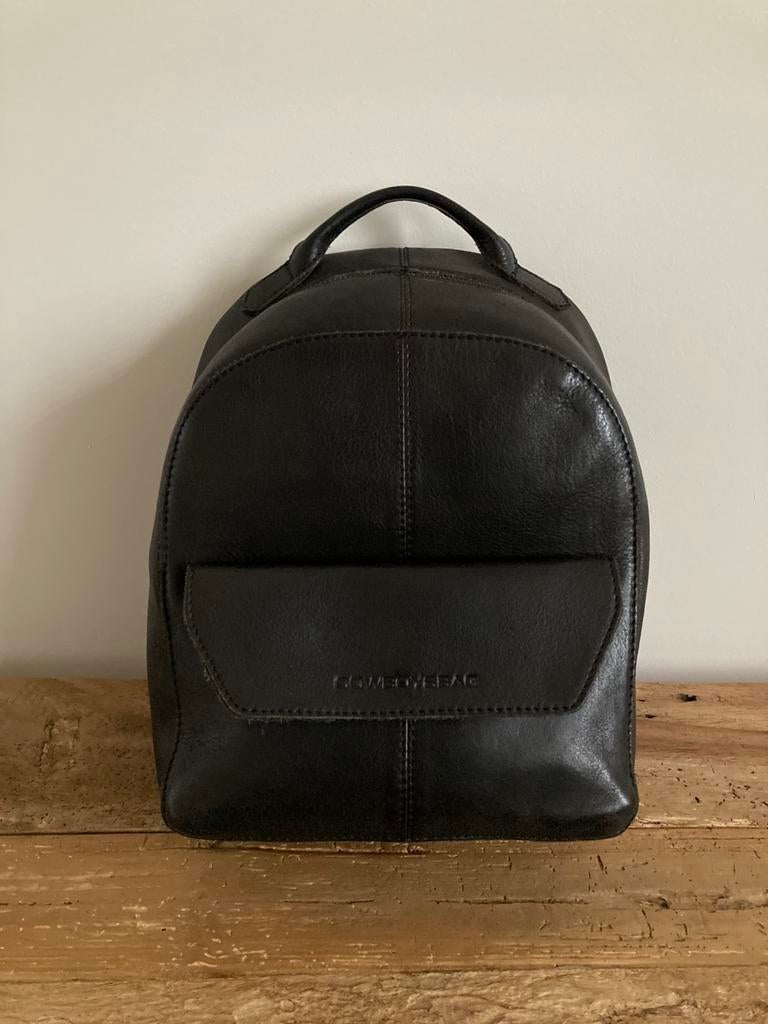 Zwarte lederen Cowboysbag Rugtas., Ophalen of Verzenden, Zo goed als nieuw, Zwart, Overige typen