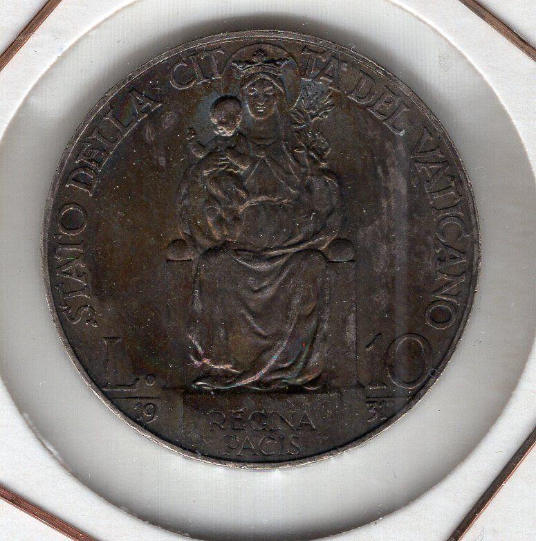 Vaticaan 10 Lire 1931 zilver, Postzegels en Munten, Munten | Europa | Niet-Euromunten, Verzenden, Overige landen, Zilver