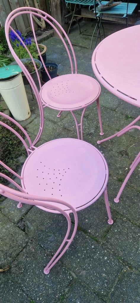 Prachtig metalen Frans bistrosetje (brocante), Overige materialen, Gebruikt, Bijzettafel, Tuinset