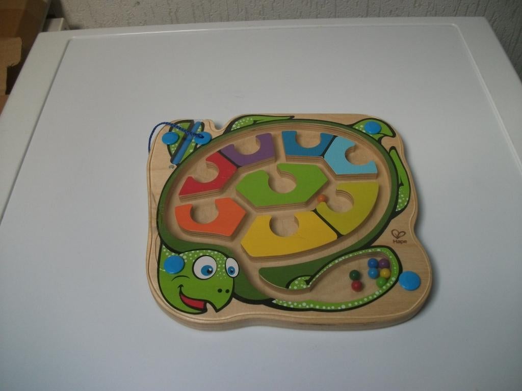 Magneetkralenbord Hape schildpad, Kinderen en Baby's, Speelgoed | Houten speelgoed, Gebruikt, Ophalen of Verzenden