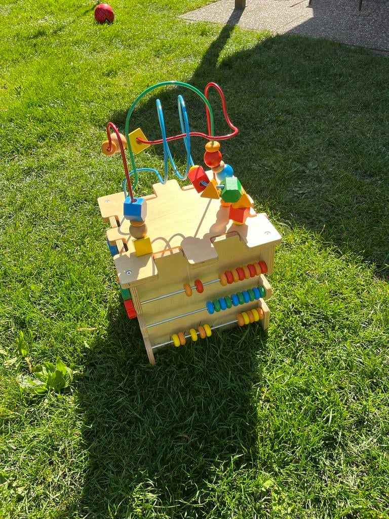 Houten activiteitenkubus met kralen en telraam, Ophalen, Gebruikt, Overige typen